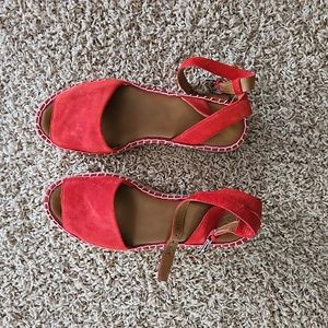 Red, sueded, Franco Sarto sandals